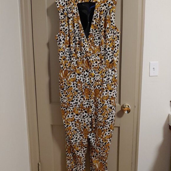 Y2K Vintage Victoria's Secret Jumpsuit Ornate Baroque Wrap Gold Black - Picture 3 of 9